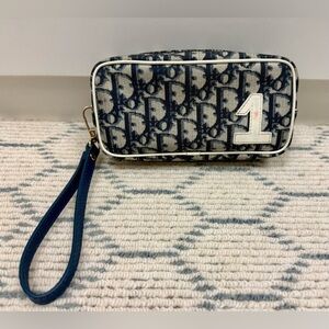 DIOR Vintage Y2K Navy Trotter Monogram Coated Canvas No. 1 Pouch W/ Wristlet